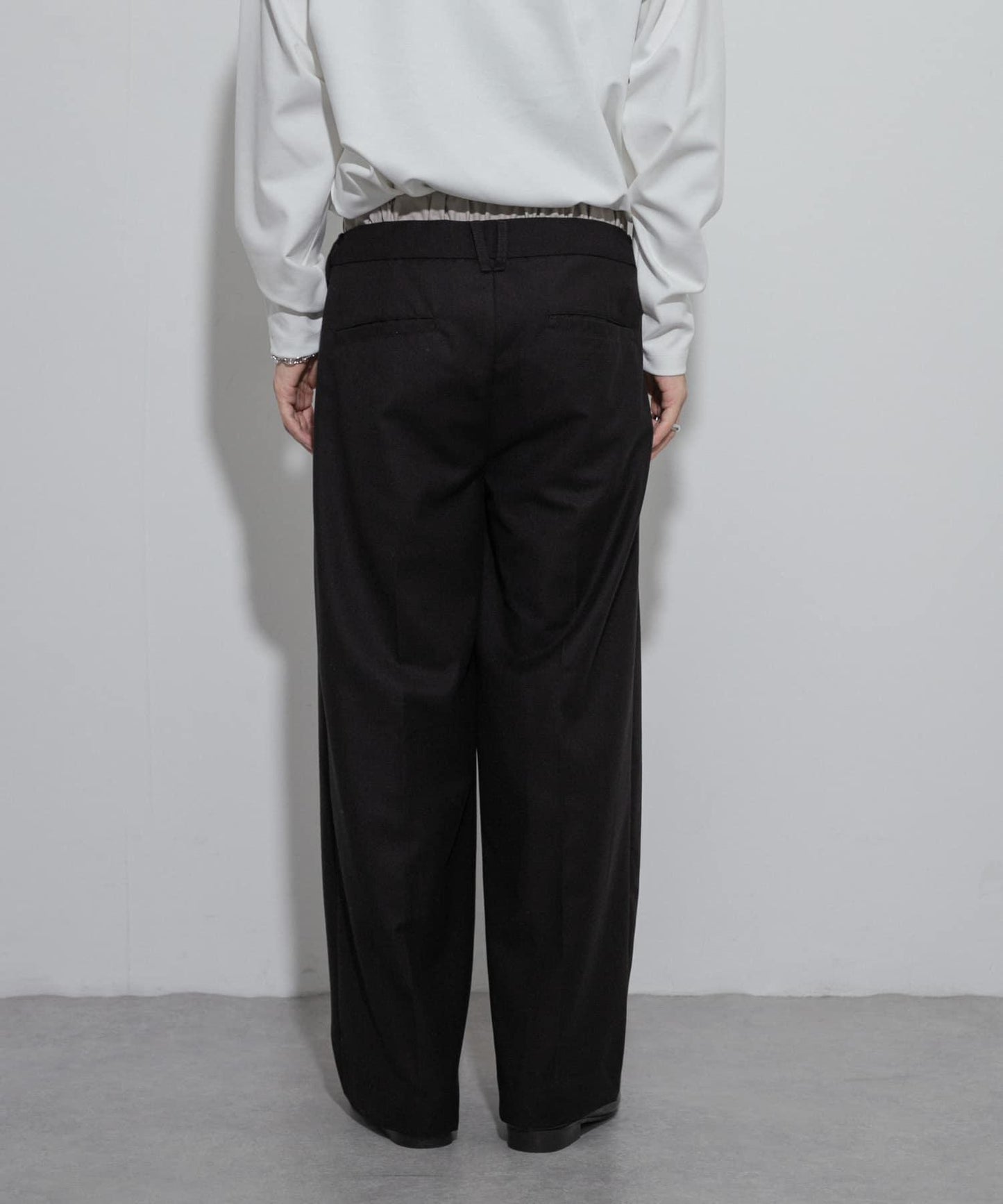 羊毛感假兩件西裝褲