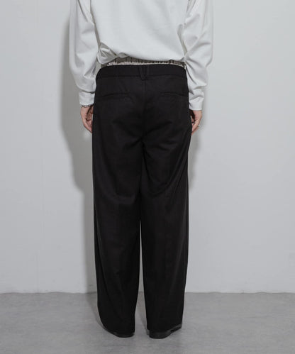 羊毛感假兩件西裝褲