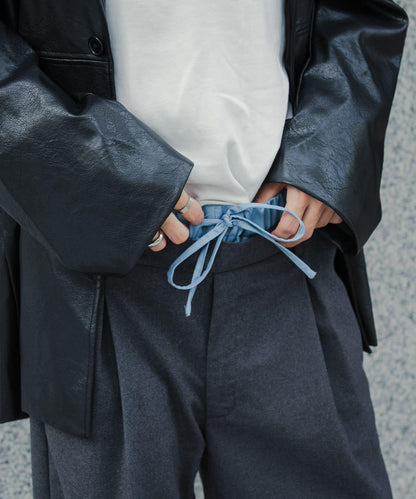 羊毛感假兩件西裝褲