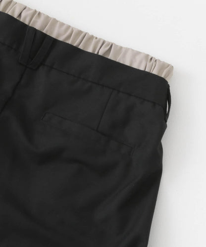 羊毛感假兩件西裝褲