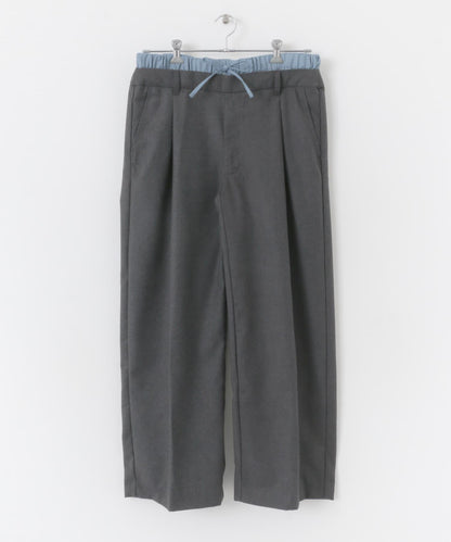 羊毛感假兩件西裝褲