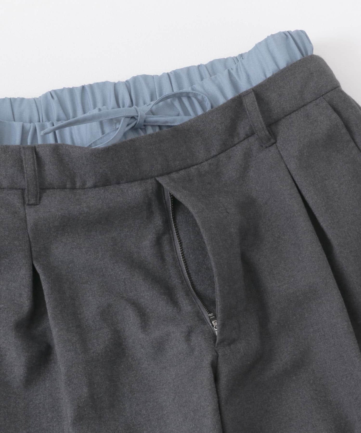 羊毛感假兩件西裝褲