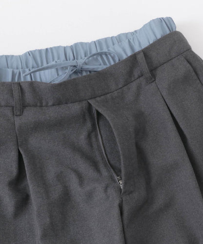 羊毛感假兩件西裝褲