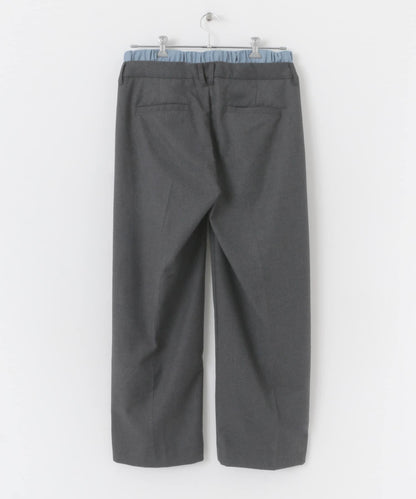 羊毛感假兩件西裝褲