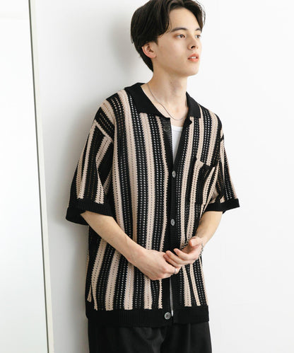 條紋短袖針織衫