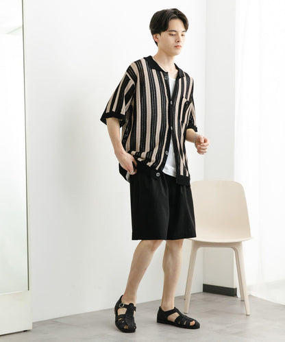 條紋短袖針織衫