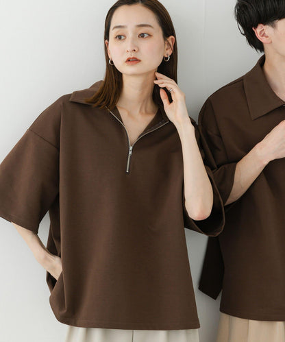 中性款高彈力半拉鍊短袖T恤