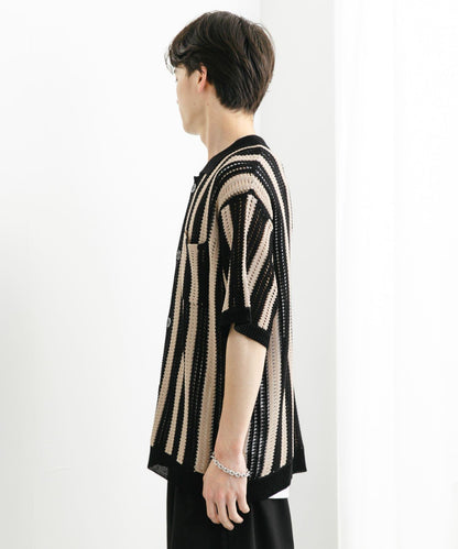 條紋短袖針織衫