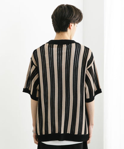 條紋短袖針織衫