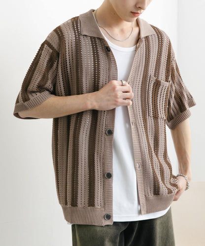 條紋短袖針織衫