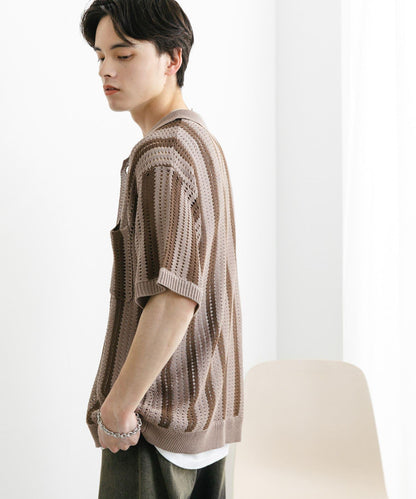 條紋短袖針織衫