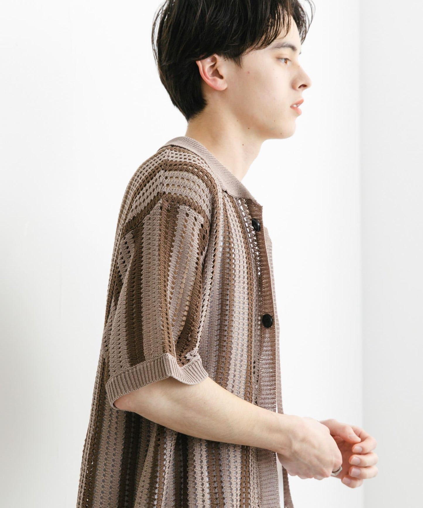 條紋短袖針織衫