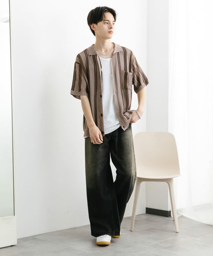 條紋短袖針織衫