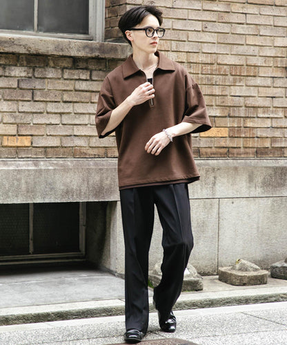 中性款高彈力半拉鍊短袖T恤