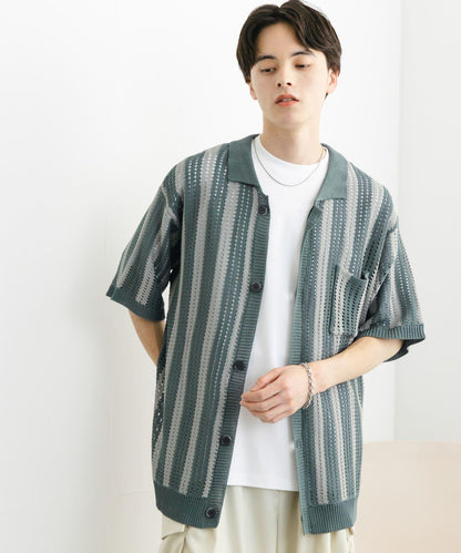 條紋短袖針織衫