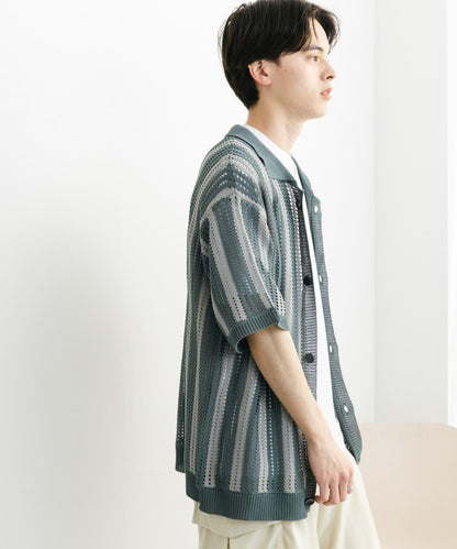 條紋短袖針織衫