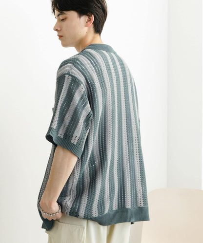 條紋短袖針織衫