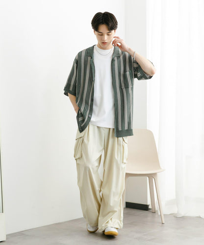 條紋短袖針織衫