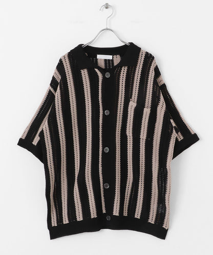 條紋短袖針織衫