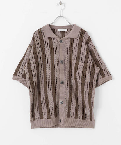 條紋短袖針織衫