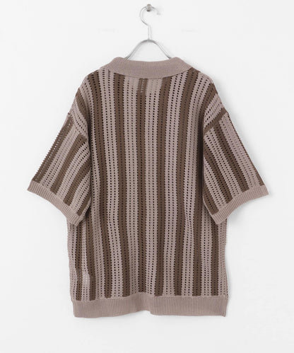 條紋短袖針織衫