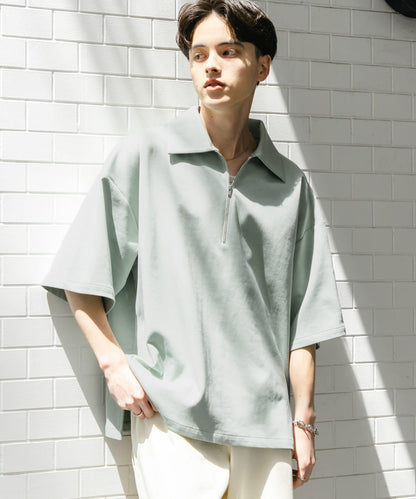 中性款高彈力半拉鍊短袖T恤