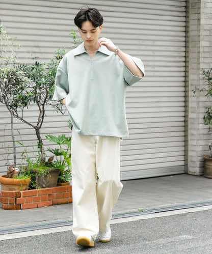 中性款高彈力半拉鍊短袖T恤