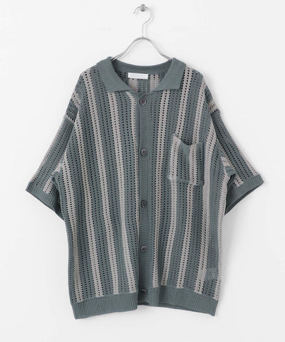 條紋短袖針織衫