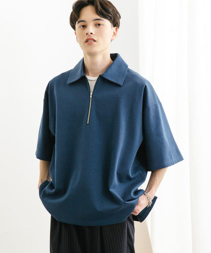 中性款高彈力半拉鍊短袖T恤