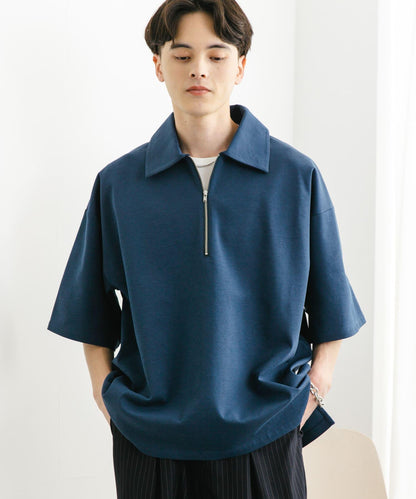 中性款高彈力半拉鍊短袖T恤