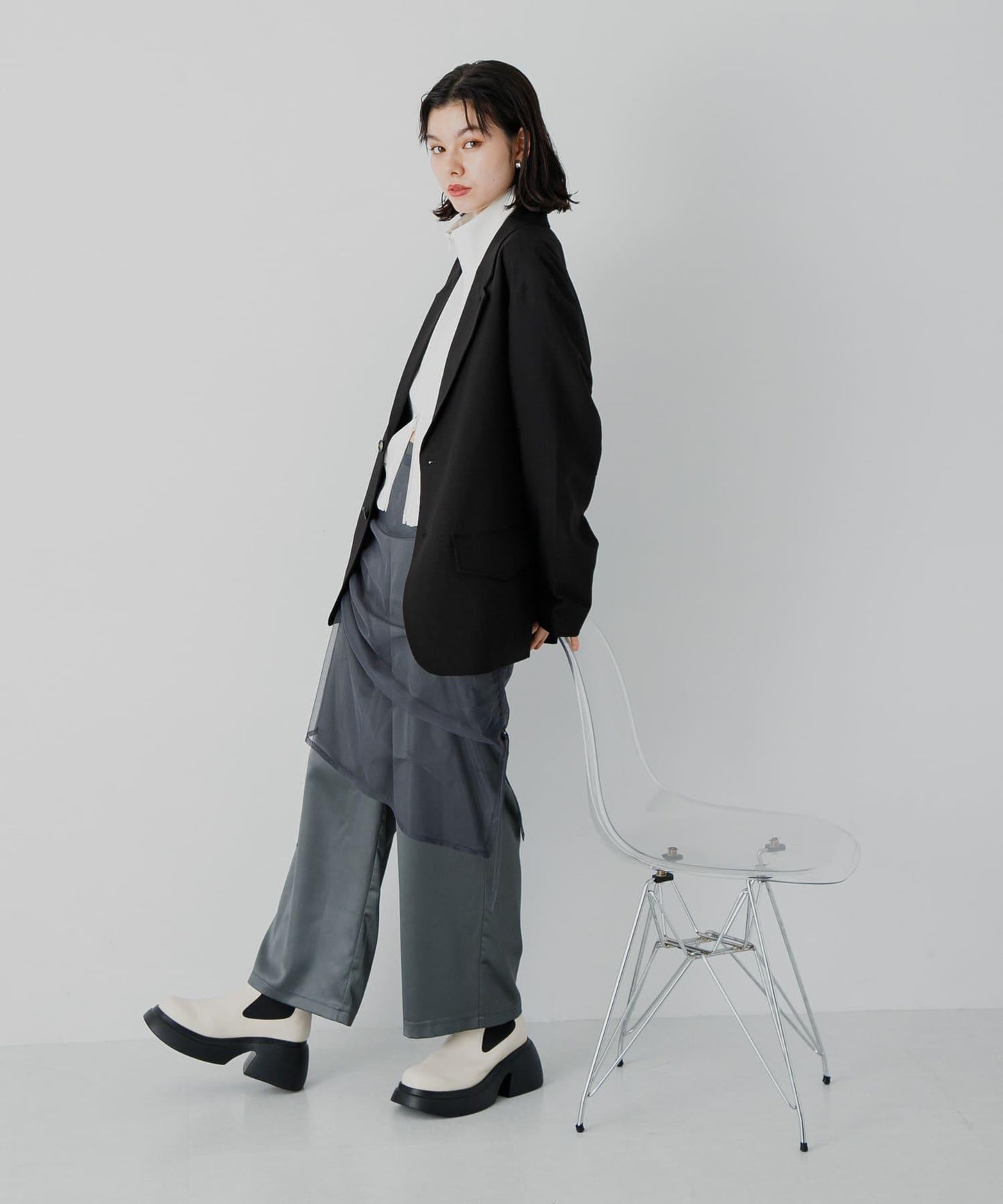 可搭配套裝單品 單排扣寬鬆西裝外套