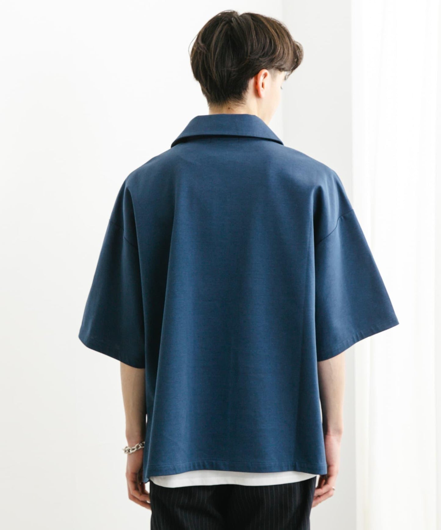 中性款高彈力半拉鍊短袖T恤