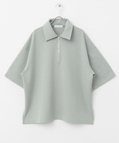 中性款高彈力半拉鍊短袖T恤