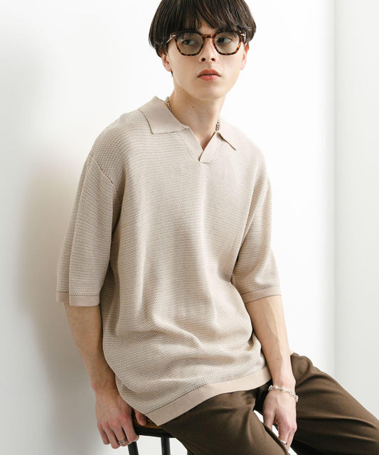 男女同款 可水洗 拼色開領針織衫