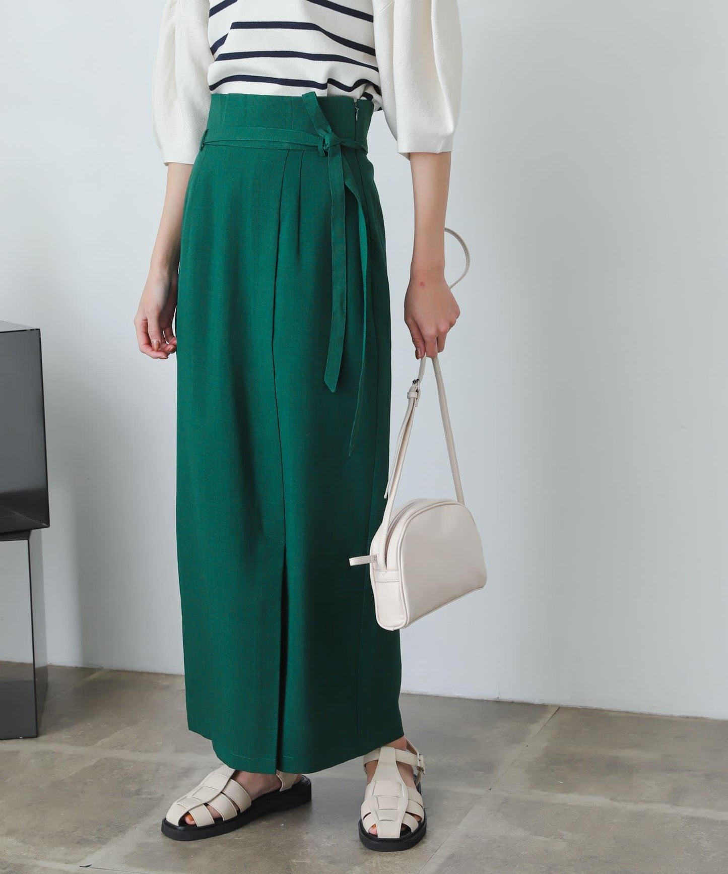 含XS及TALL尺碼 亞麻感高腰裹身半身裙