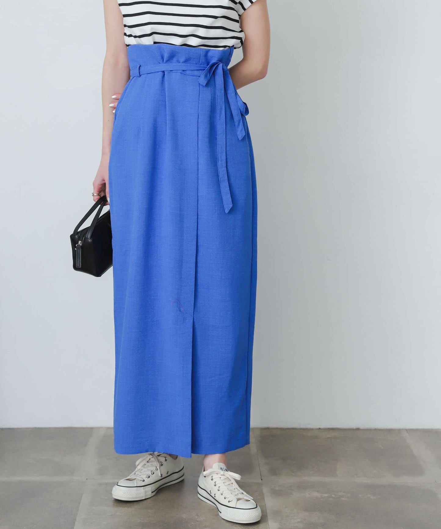 含XS及TALL尺碼 亞麻感高腰裹身半身裙