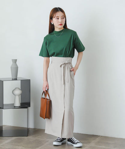 含XS及TALL尺碼 亞麻感高腰裹身半身裙