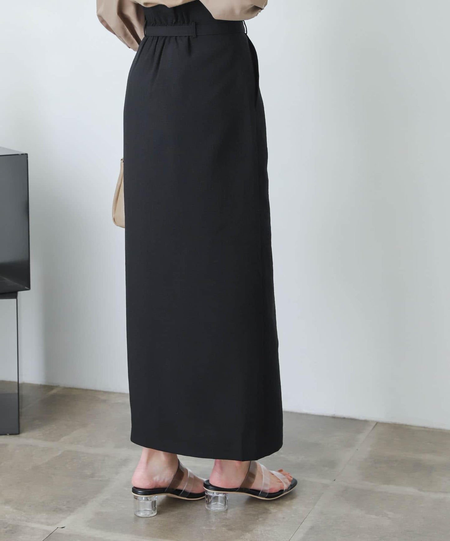 含XS及TALL尺碼 亞麻感高腰裹身半身裙