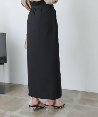 含XS及TALL尺碼 亞麻感高腰裹身半身裙