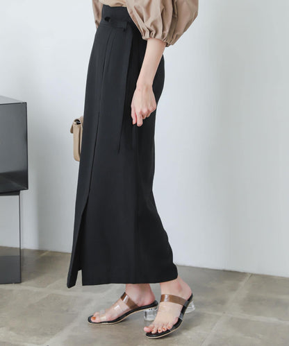 含XS及TALL尺碼 亞麻感高腰裹身半身裙