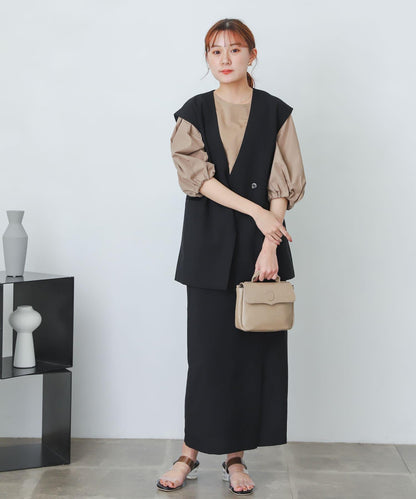 含XS及TALL尺碼 亞麻感高腰裹身半身裙