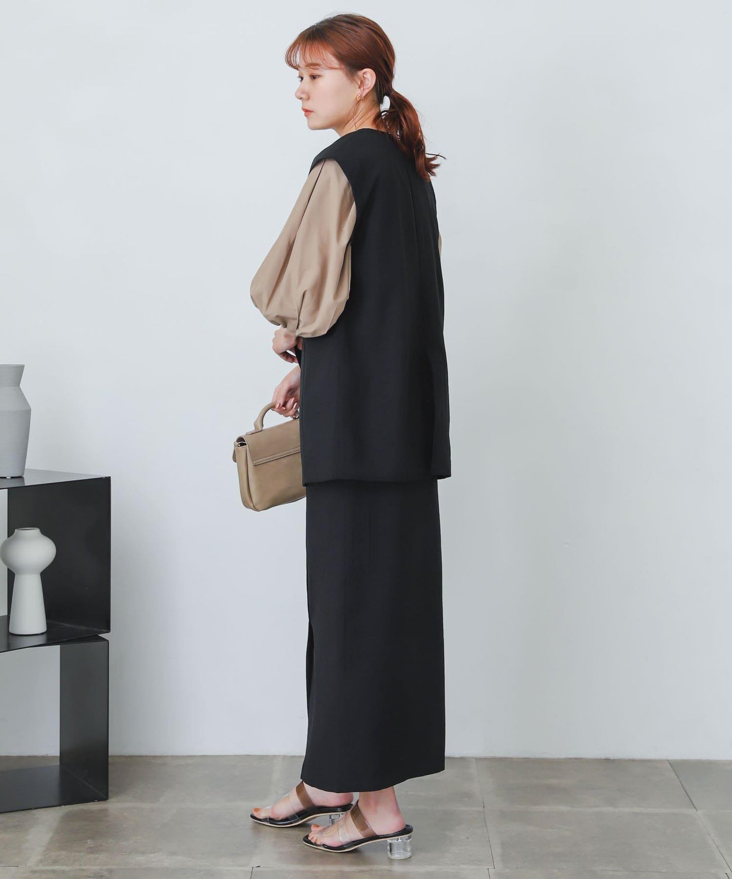 含XS及TALL尺碼 亞麻感高腰裹身半身裙