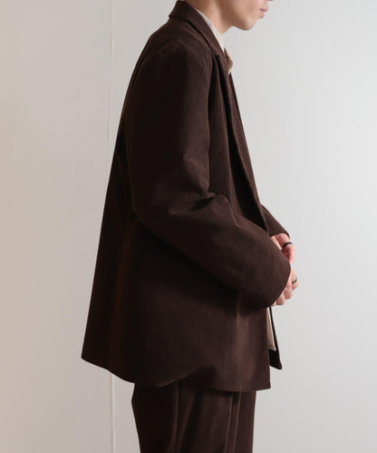 「套裝可搭配」燈芯絨雙排扣寬鬆西裝外套