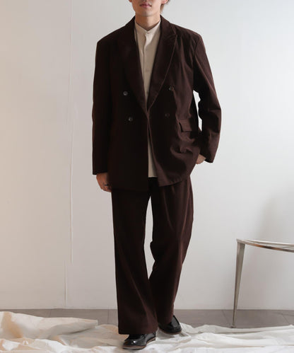 「套裝可搭配」燈芯絨雙排扣寬鬆西裝外套