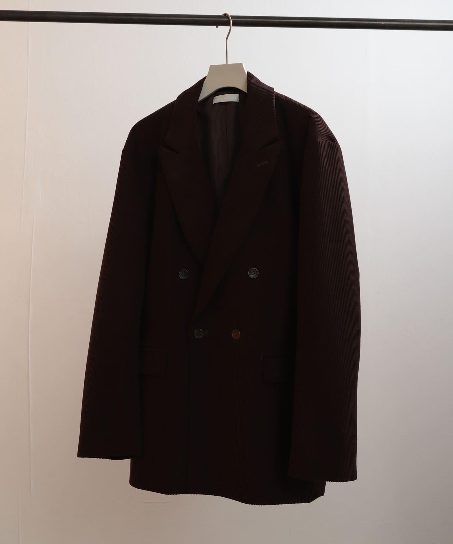 「套裝可搭配」燈芯絨雙排扣寬鬆西裝外套