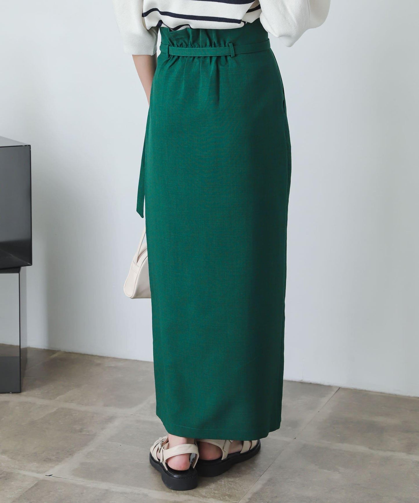 含XS及TALL尺碼 亞麻感高腰裹身半身裙