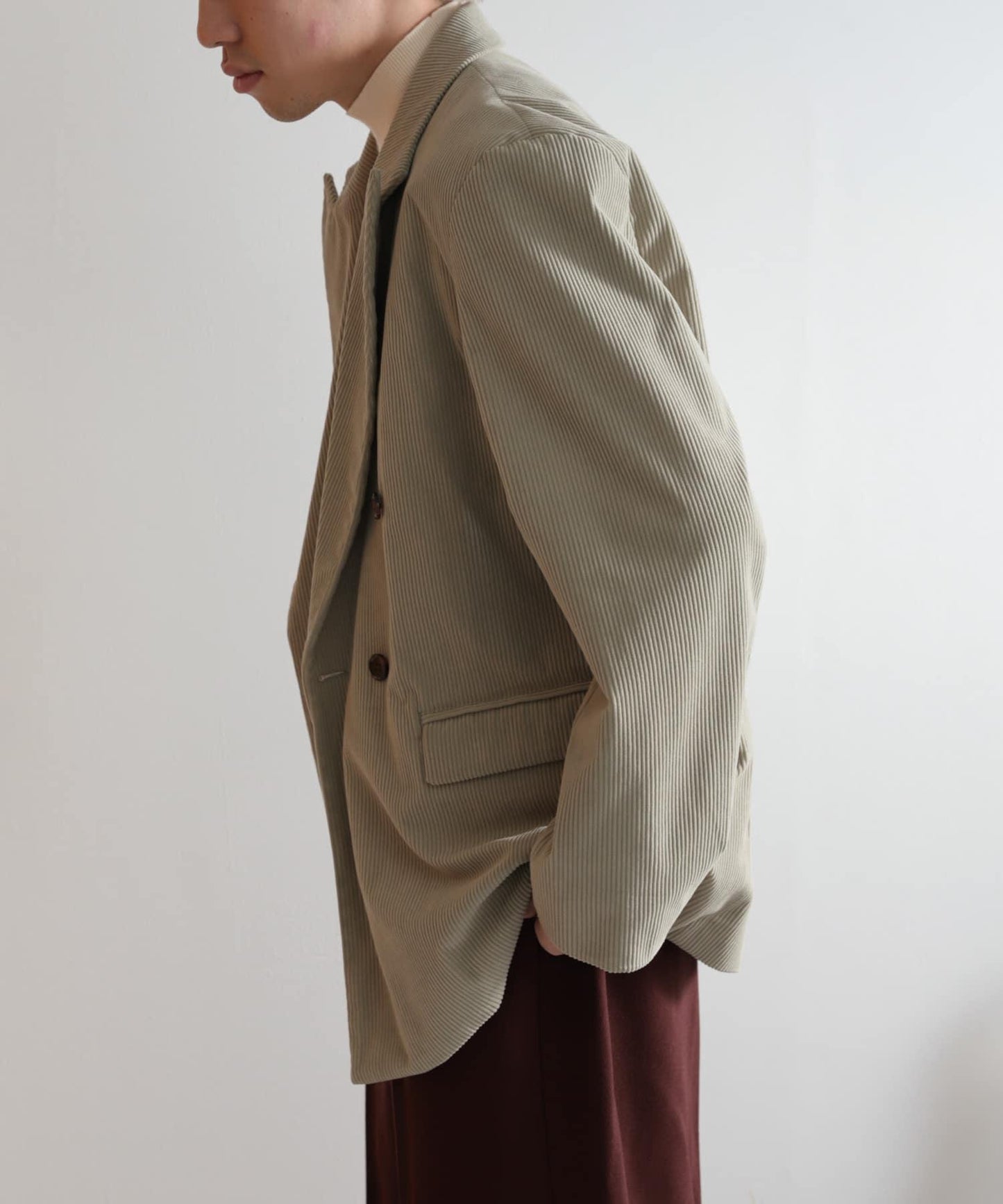 「套裝可搭配」燈芯絨雙排扣寬鬆西裝外套