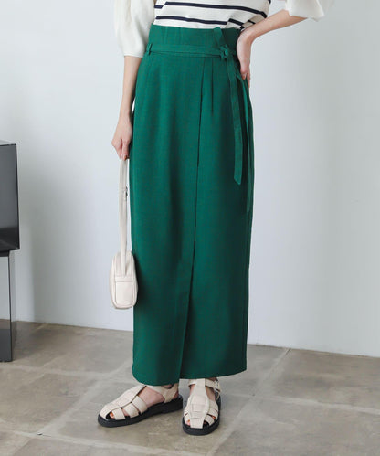 含XS及TALL尺碼 亞麻感高腰裹身半身裙