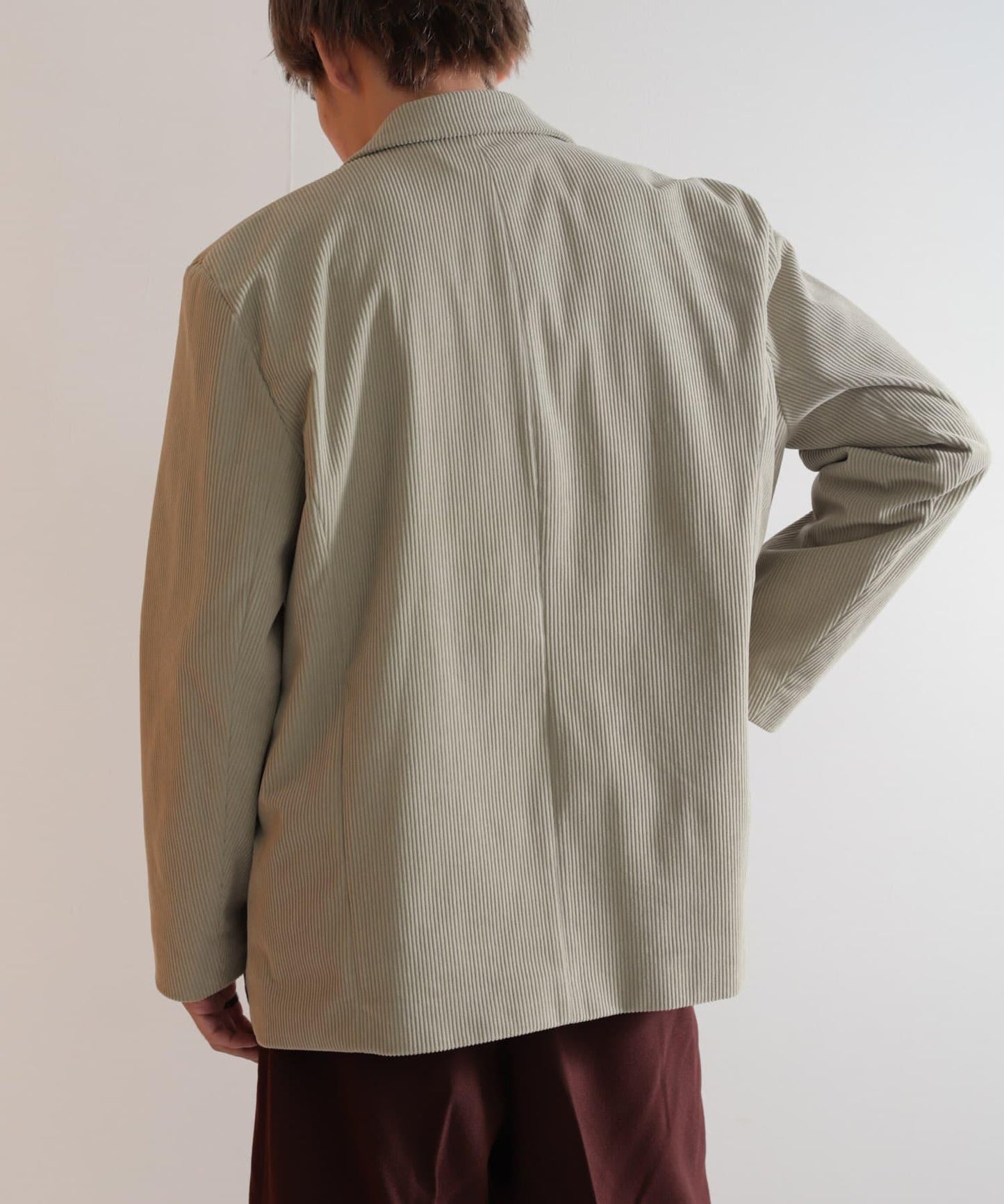 「套裝可搭配」燈芯絨雙排扣寬鬆西裝外套