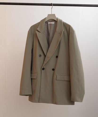 「套裝可搭配」燈芯絨雙排扣寬鬆西裝外套